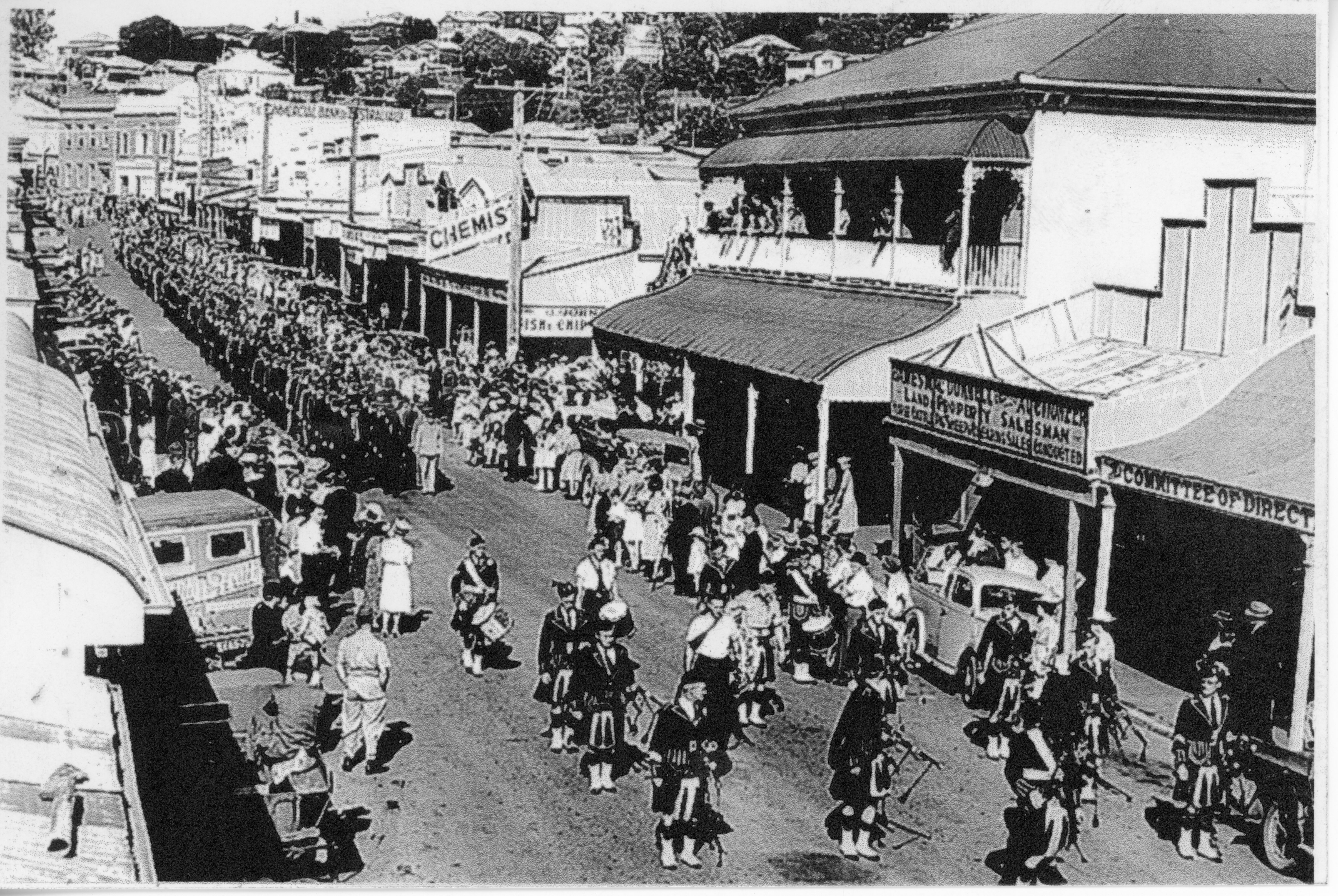 Anzac Day Parade - probably 1943 Capt George Thomas lead parade