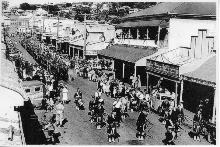 Anzac Day Parade - probably 1943 Capt George Thomas lead parade