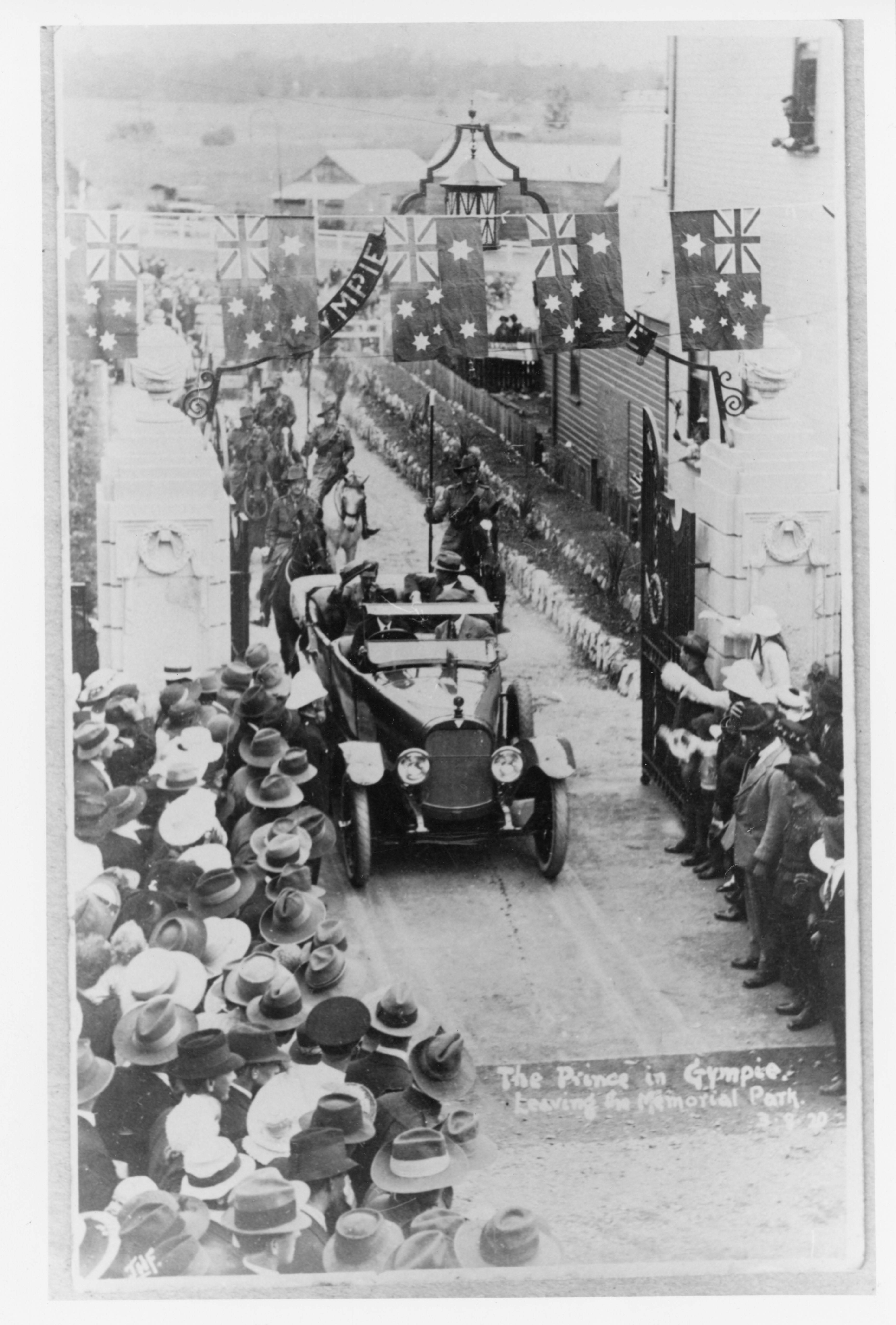 Prince of Wales leaving the Memorial Park 3.8.1920