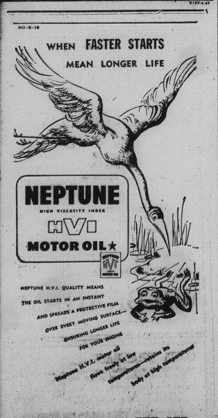 Gympie Times Tuesday March 15, 1948 p.5 Neptune Motor Oil Advert