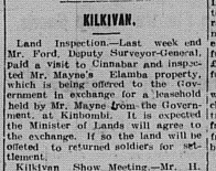 The Gympie Times Saturday, July 13, 1918 p. 3 Kilkivan Soldier Settlement