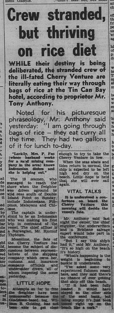 The Gympie Times Thursday, July 12, 1973 p. 3 Crew on Cherry Venture