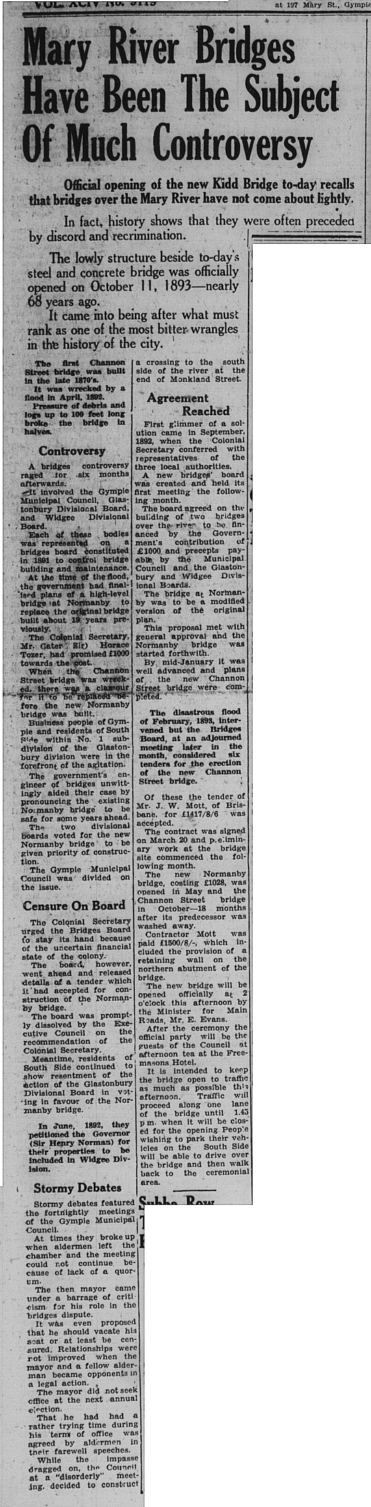 Mary River Bridges have been the subject of much controversy