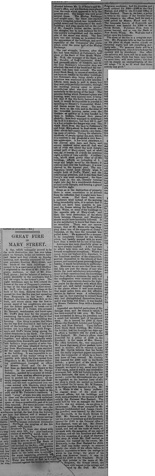 Gympie Times, Wednesday, August 17, 1881 p. 3 Great fire in Mary St