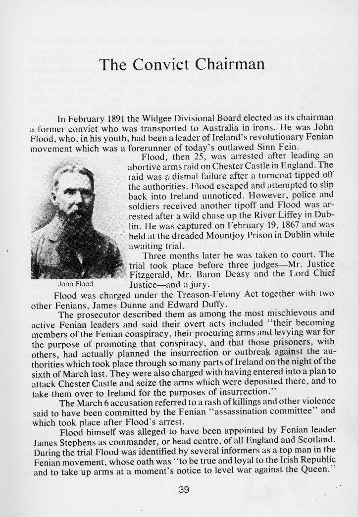 'Winds of Change 100 years in Widgee Shire' by Ian Pedley The Convict Chairman p.39