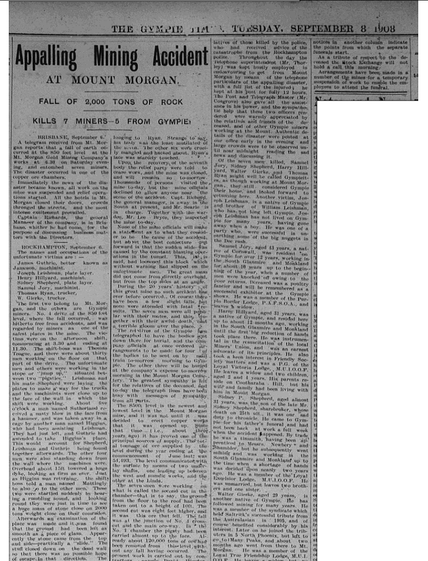 The Gympie Times, Tuesday Septmber 8 1908