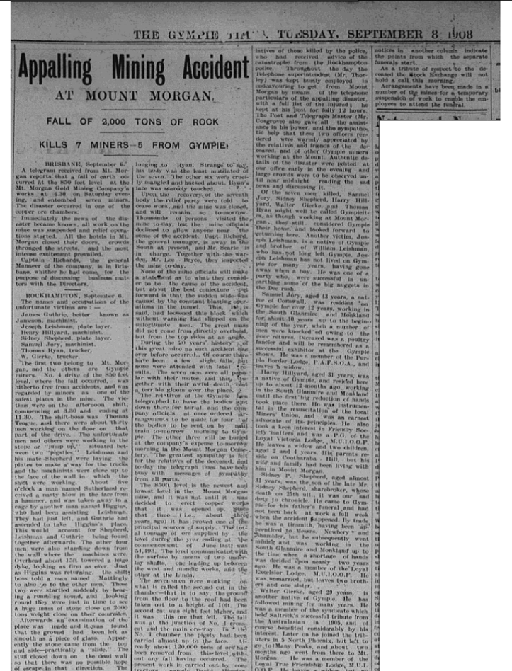 The Gympie Times, Tuesday Septmber 8 1908