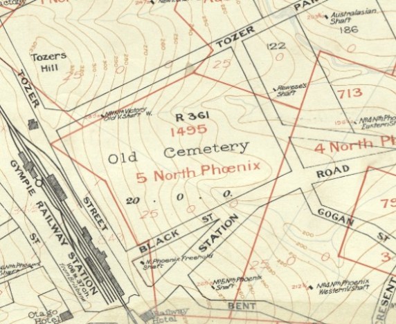 Tozer Park Road Cemetery - Dunstan Map Sheet 9, 1910