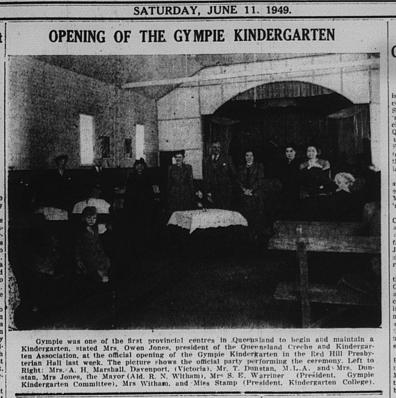 GT, 11 Jun 1949, p. 1 - First kindergarten in Gympie
